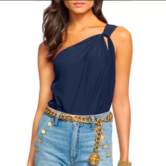 New Ramy Brook Junie One-Shoulder Navy Blue Tank Top Size X-small - Picture 6 of 10